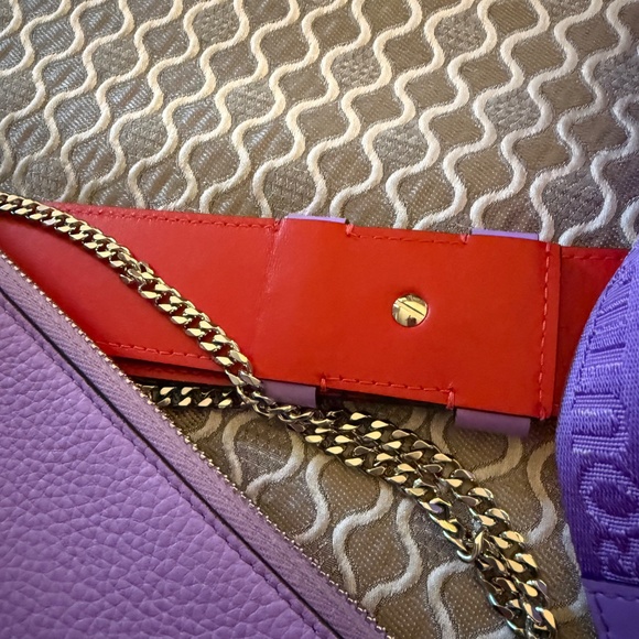 Christian Louboutin Loubila Purple and Red Leather Shoulder Bag - Picture 10 of 14